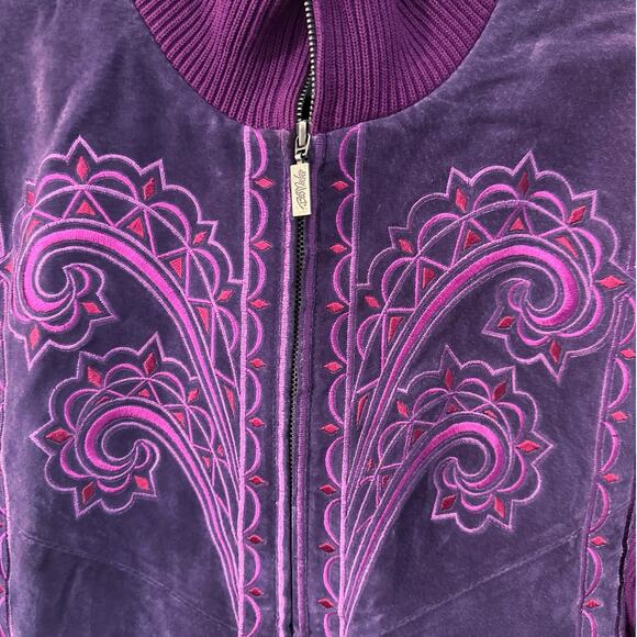 Bob Mackie Wearable Art Suede Leather Jacket size Medium - Picture 2 of 5